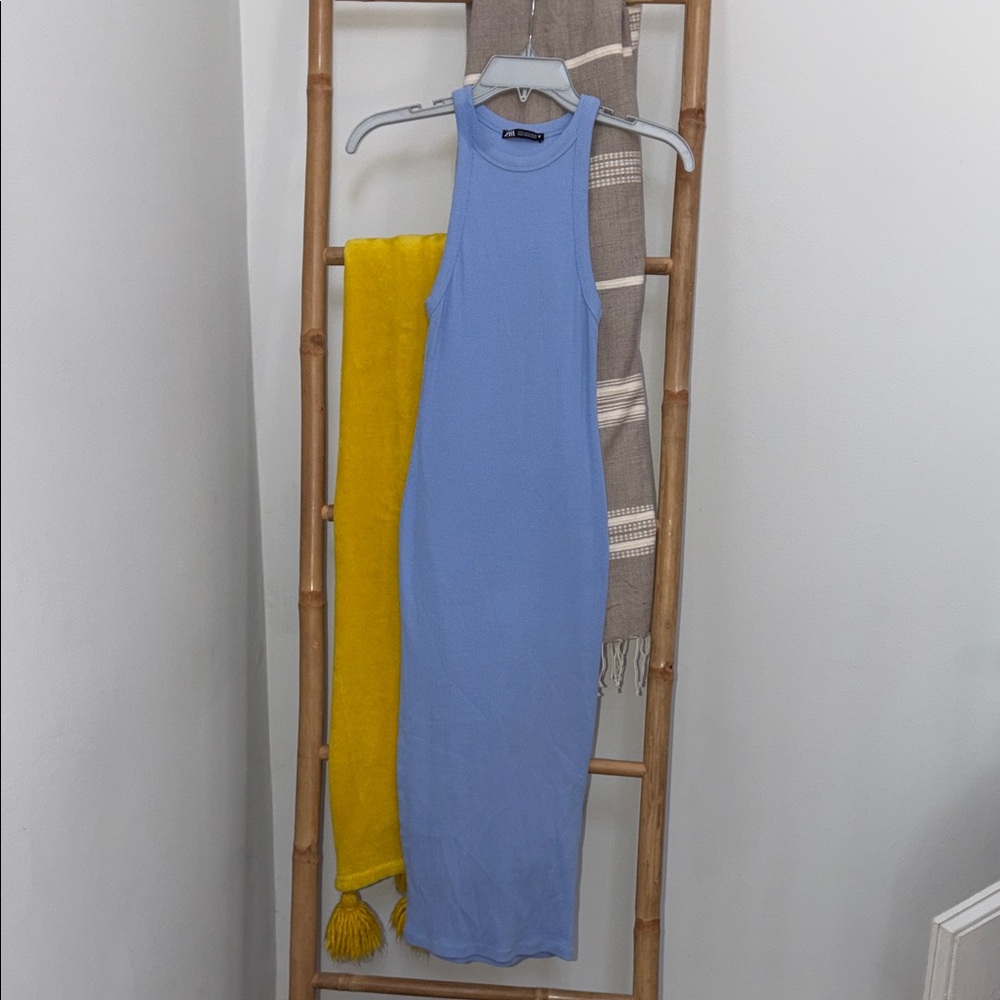 Zara Light Blue Ribbed Dress